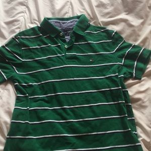 Green striped Tommy Hilfiger polo shirt